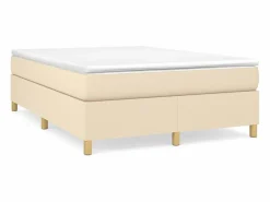 Online Clicnbuy Estructura de cama box spring tela color crema 140x190 cm
