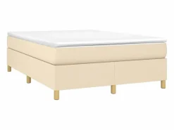 Online Clicnbuy Estructura de cama box spring tela color crema 140x190 cm