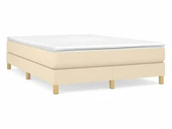Hot Estructura de cama box spring tela color crema 140x190 cm Somier - 140X190Cm