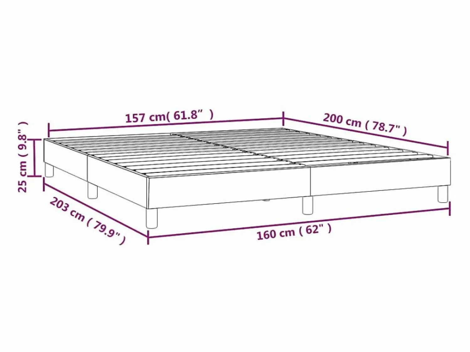 Clicnbuy Estructura de cama box spring terciopelo gris oscuro 160x200 cm