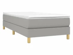 Clicnbuy Estructura de cama box spring tela gris claro 90x190 cm