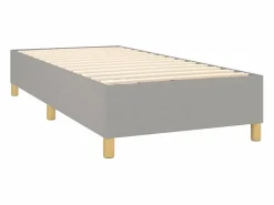 Clicnbuy Estructura de cama box spring tela gris claro 90x200 cm