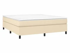 Outlet Estructura de cama box spring tela color crema 160x200 cm Somier - 160X200Cm