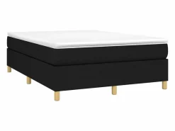 New Estructura de cama box spring tela negro 140x190 cm Somier Tapizado|Somier - 140X190Cm