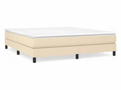 New Clicnbuy Estructura de cama box spring tela color crema 160x200 cm