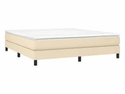 New Clicnbuy Estructura de cama box spring tela color crema 160x200 cm