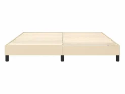 New Clicnbuy Estructura de cama box spring tela color crema 160x200 cm