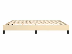 New Clicnbuy Estructura de cama box spring tela color crema 160x200 cm