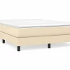 New Clicnbuy Estructura de cama box spring tela color crema 140x190 cm
