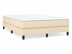New Clicnbuy Estructura de cama box spring tela color crema 140x190 cm