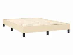 New Clicnbuy Estructura de cama box spring tela color crema 140x190 cm