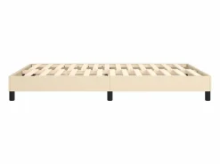 New Clicnbuy Estructura de cama box spring tela color crema 140x190 cm