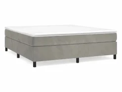 Best Estructura de cama box spring terciopelo gris claro 160x200 cm Somier - 160X200Cm