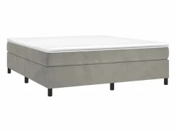 Best Estructura de cama box spring terciopelo gris claro 160x200 cm Somier - 160X200Cm