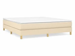 Clicnbuy Estructura de cama box spring tela color crema 180x200 cm