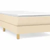 Clicnbuy Estructura de cama box spring tela color crema 90x200 cm