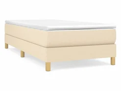 Clicnbuy Estructura de cama box spring tela color crema 90x200 cm