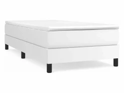 Discount Estructura de cama box spring cuero sintético blanco 90x190 cm Somier - 90X190Cm