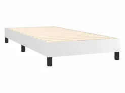 Discount Estructura de cama box spring cuero sintético blanco 90x190 cm Somier - 90X190Cm