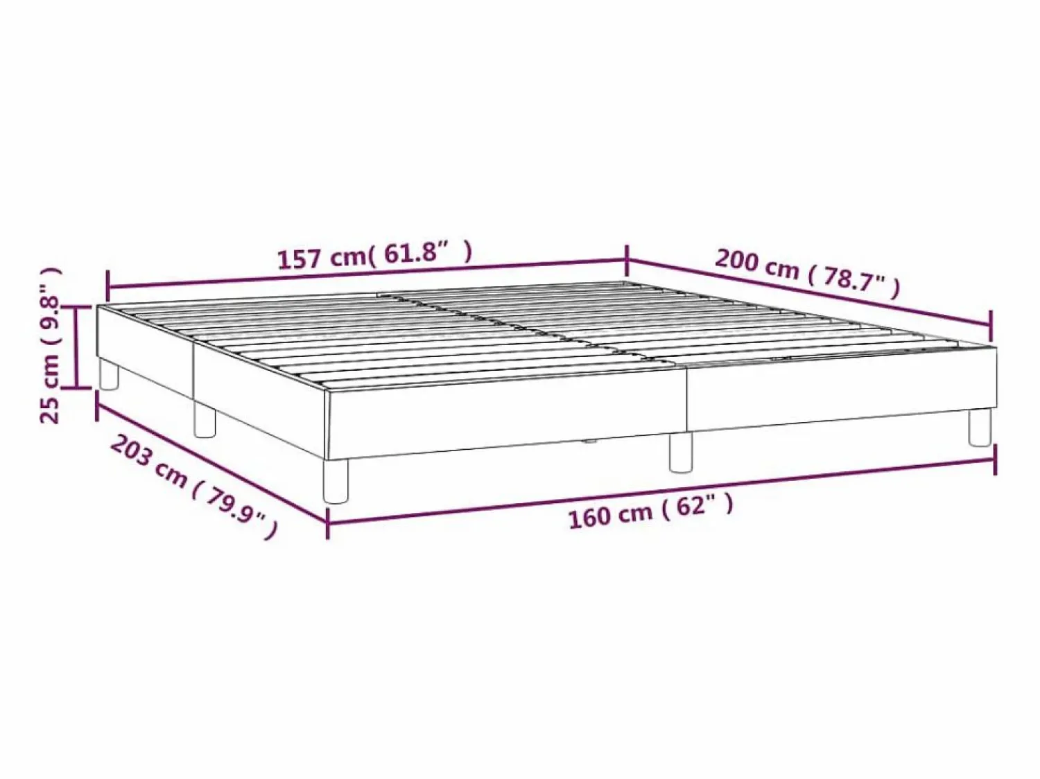 Clearance Estructura de cama box spring tela gris oscuro 160x200 cm Somier - 160X200Cm