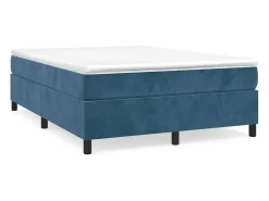 Online Clicnbuy Estructura de cama box spring terciopelo azul oscuro 140x190 cm