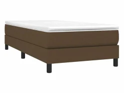 Hot Estructura de cama box spring tela marrón 90x190 cm Somier - 90X190Cm