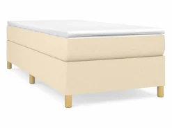 New Clicnbuy Estructura de cama box spring tela color crema 90x200 cm