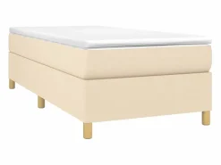 New Clicnbuy Estructura de cama box spring tela color crema 90x200 cm