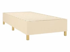 New Clicnbuy Estructura de cama box spring tela color crema 90x200 cm