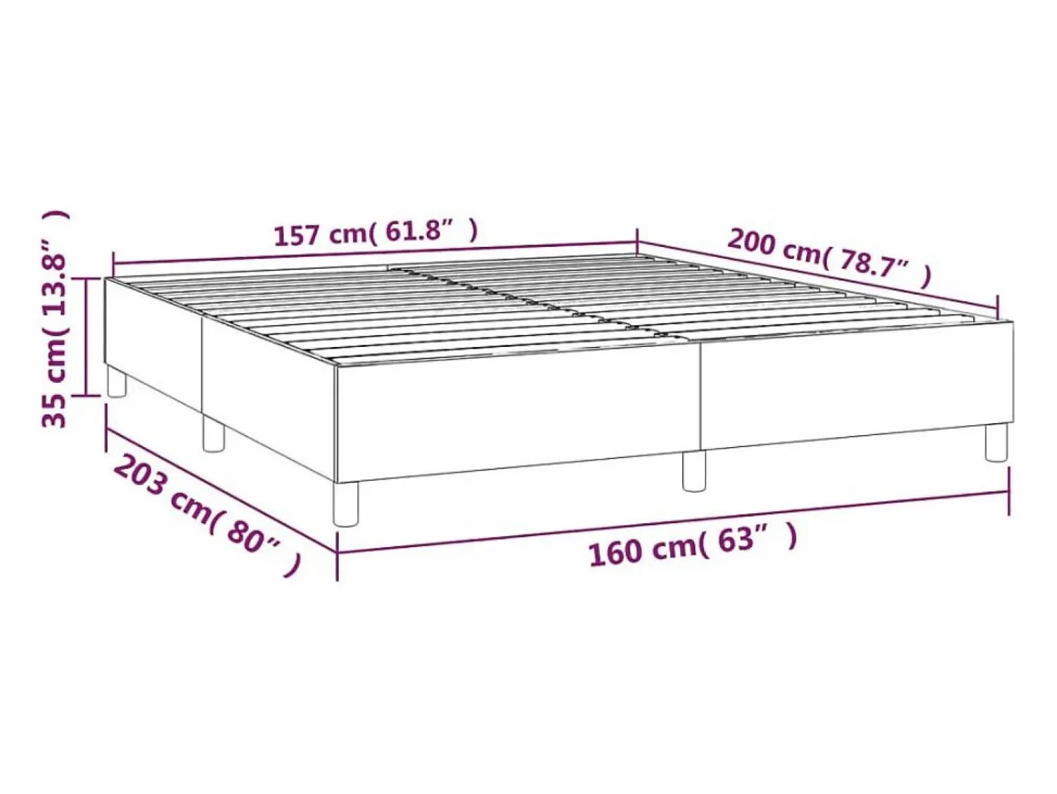 Discount Estructura de cama box spring tela gris claro 160x200 cm Somier - 160X200Cm