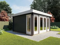 Best EXPERTLAND Estudio / oficina de jardín de madera 17,1 m² - Espesor 40 mm - BOESIA Color natural claro