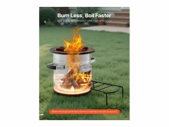 Estufa de Camping Rocket SucceBuy, Estufa de Leña Portátil de Acero Inoxidable, con Bolsa de Transporte, Puerta Simple, Estufa Cohete para Cocina y Calefacción