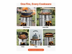 Estufa de Camping Rocket SucceBuy, Estufa de Leña Portátil de Acero Inoxidable, con Bolsa de Transporte, Puerta Simple, Estufa Cohete para Cocina y Calefacción