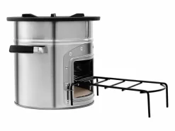 Estufa de Camping Rocket SucceBuy, Estufa de Leña Portátil de Acero Inoxidable, con Bolsa de Transporte, Puerta Simple, Estufa Cohete para Cocina y Calefacción