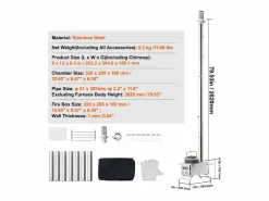 Best Estufa de Leña Portátil SucceBuy, 202 cm, Estufa Barbacoa para Tienda de Campaña con Tubos Plateado