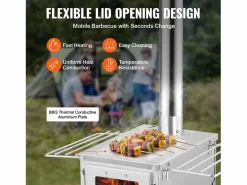 Best Estufa de Leña Portátil SucceBuy, 202 cm, Estufa Barbacoa para Tienda de Campaña con Tubos Plateado