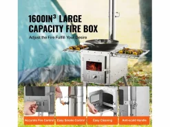 Discount Estufa de Leña Portátil SucceBuy para Acampada, Fabricada en Acero Inoxidable con Tubos de Chimenea Plateado