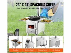 Discount Estufa de Leña Portátil SucceBuy para Acampada, Fabricada en Acero Inoxidable con Tubos de Chimenea Plateado