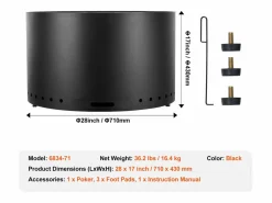 Estufa de Leña sin Humo SucceBuy Bonfire, 710 mm de Diámetro, en Acero Inoxidable