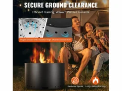 Estufa de Leña sin Humo SucceBuy Bonfire, 710 mm de Diámetro, en Acero Inoxidable