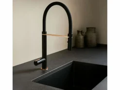 Outlet Exil Mezclador monomando de lavabo con teleducha en y oro rosa Grifo De Cocina