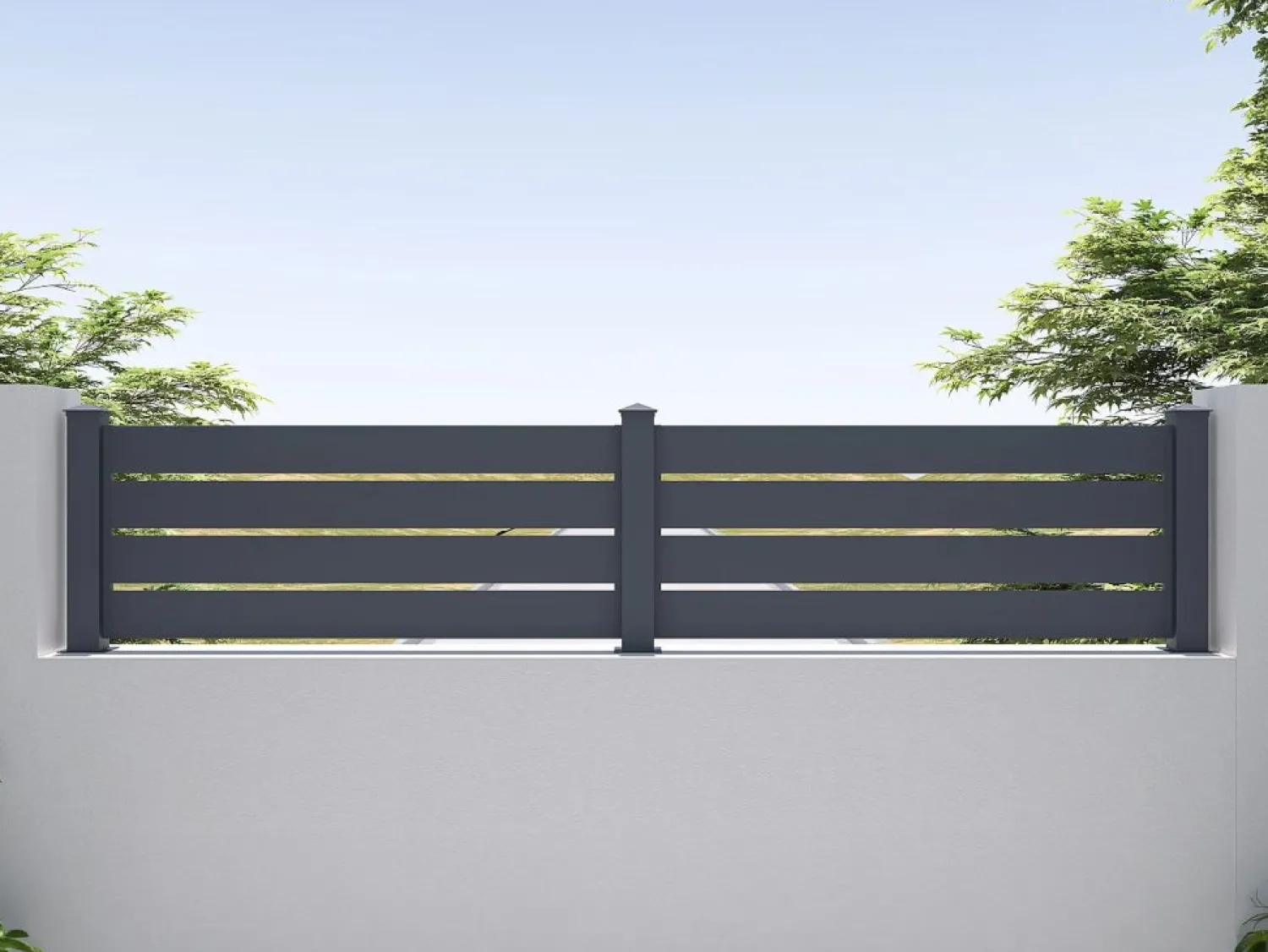 EXPERTLAND Extensión de valla con relieve Alt. 80,3 x Ancho 178,3 cm de aluminio antracita - PRIMO