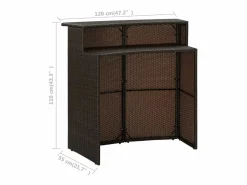 New Farid Mesa alta de jardín ratán sintético marrón 120x55x110 cm Mesa Alta