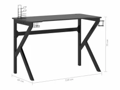Faril Escritorio gaming con patas en forma de K 110x60x75 cm Mesa Gaming