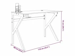 Faril Escritorio gaming con patas en forma de K 110x60x75 cm Mesa Gaming