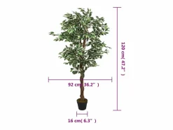 Ficus artificial 630 hojas 120 cm Verde