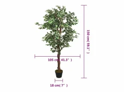Ficus artificial 756 hojas 150 cm Verde