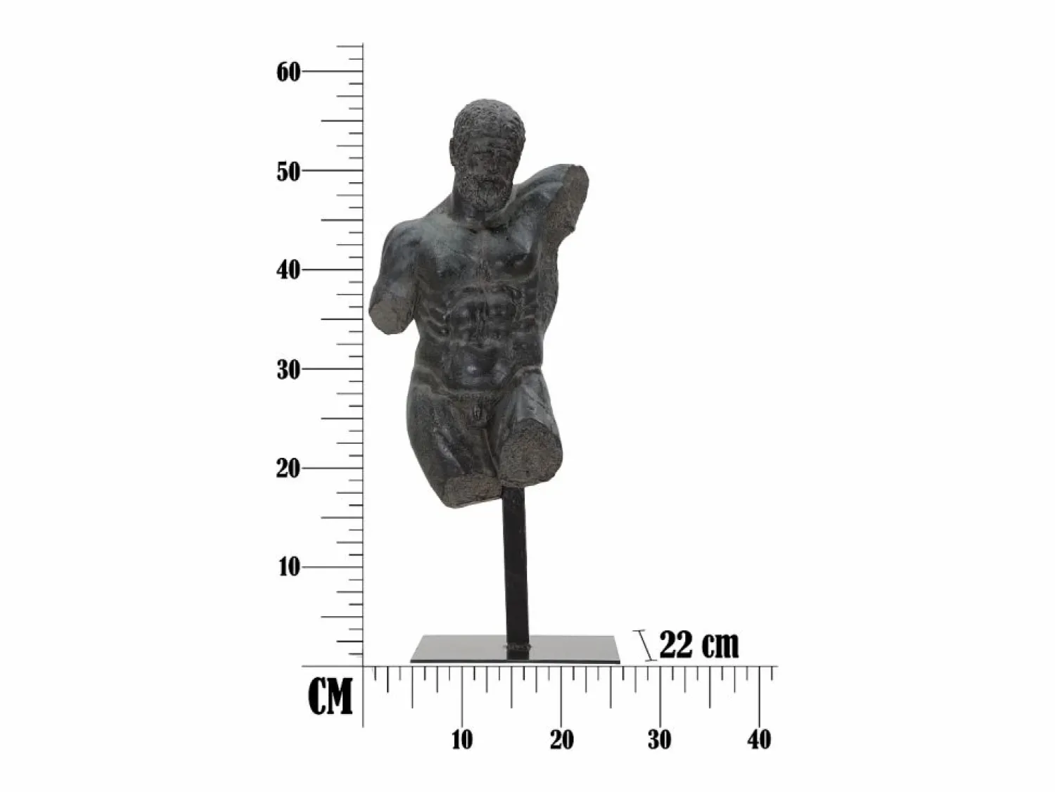 Figura decorativa busto de hombre en resina negra Ercole