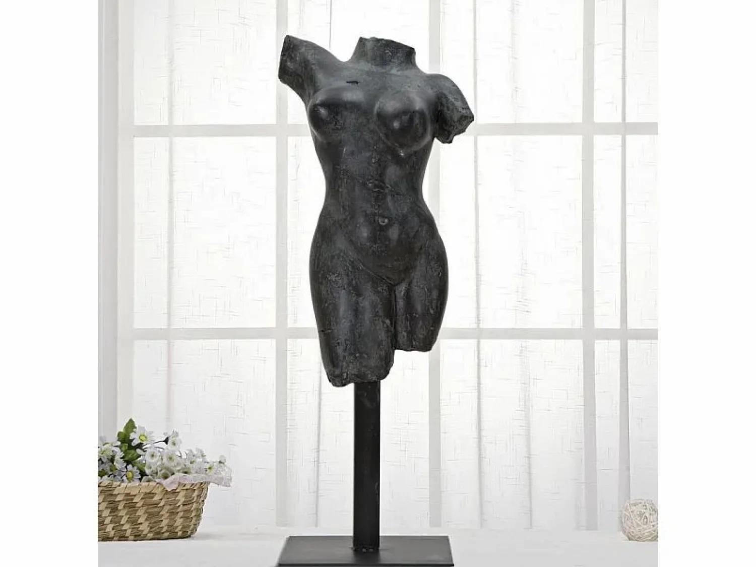 Figura decorativa busto mujer de resina negra Afrodite