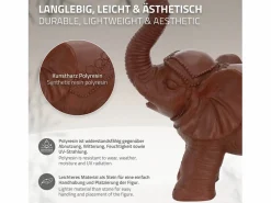ML-DESIGN Figura decorativa elefante 36 x 19 x 39 cm marrón de jardín de óxido de magnesio